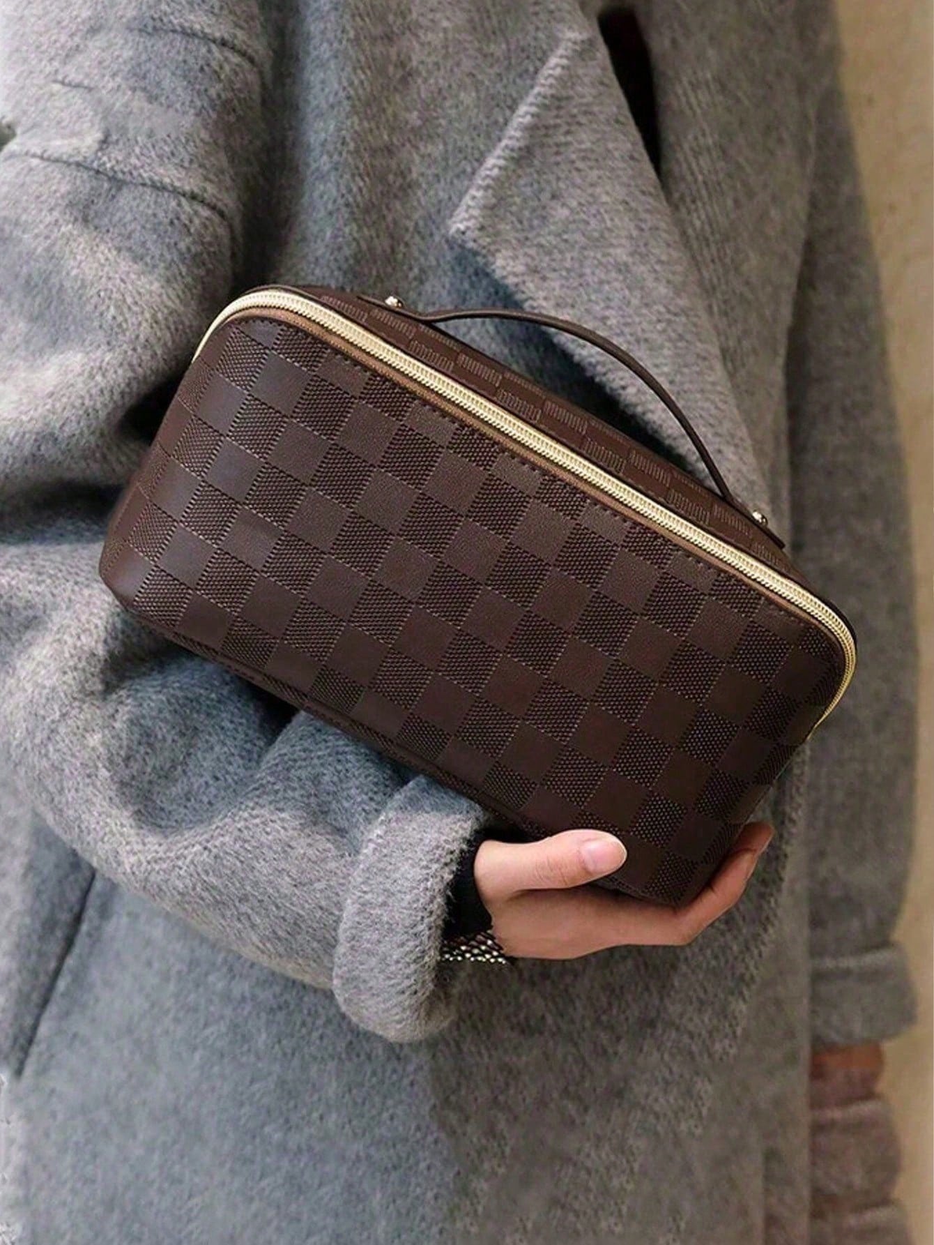 1pc PU Leather Cosmetic Bag, H - Travel Accessories Pouch For Women avis et prix