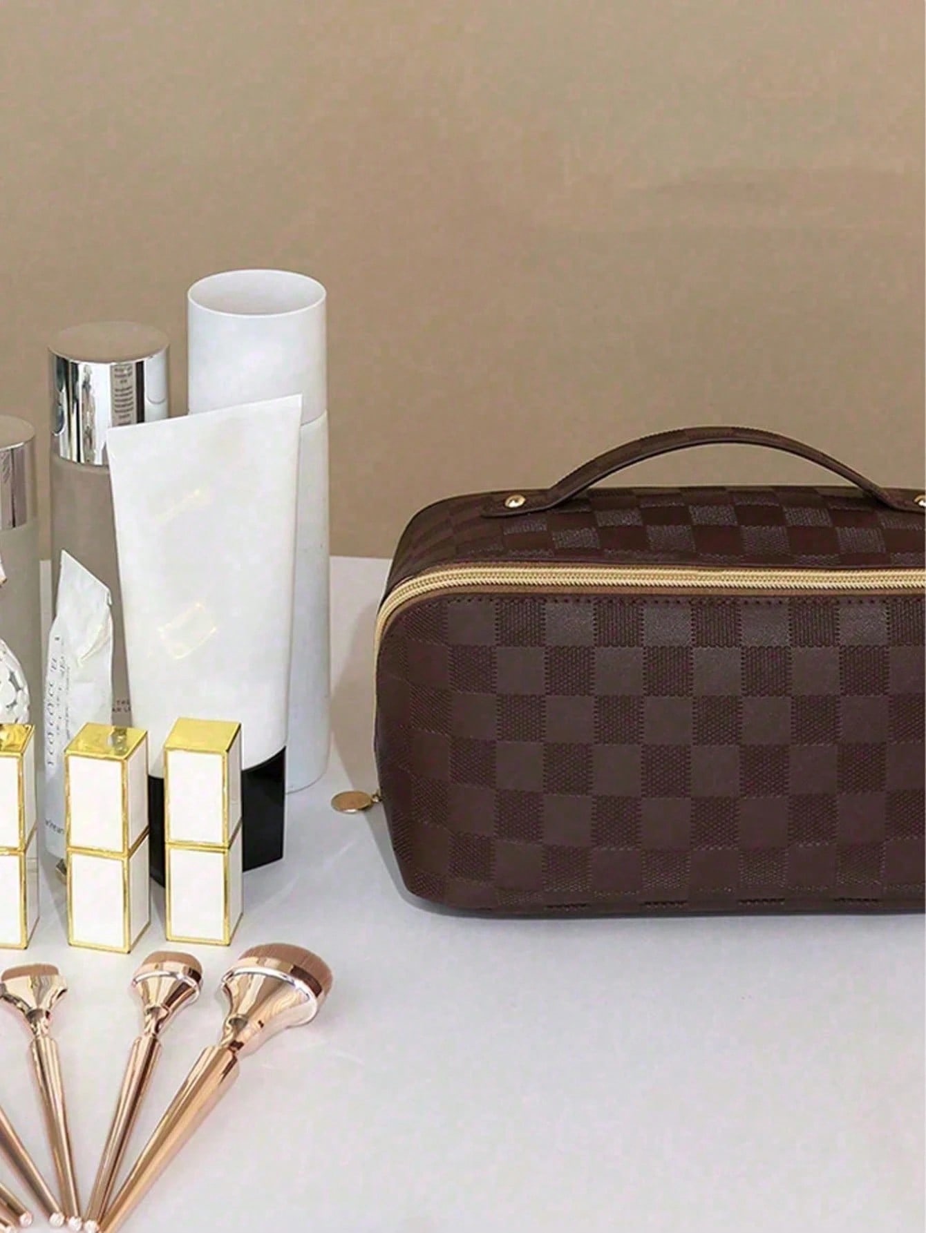 1pc PU Leather Cosmetic Bag, H - Travel Accessories Pouch For Women avis et prix