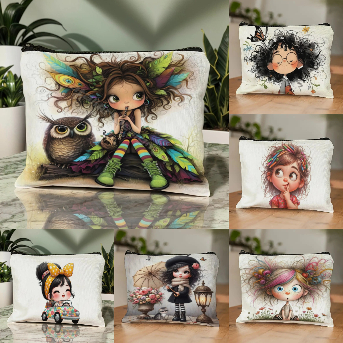 Cartoon Girl Makeup Bag Zipper - Travel Accessories Pouch avis et prix