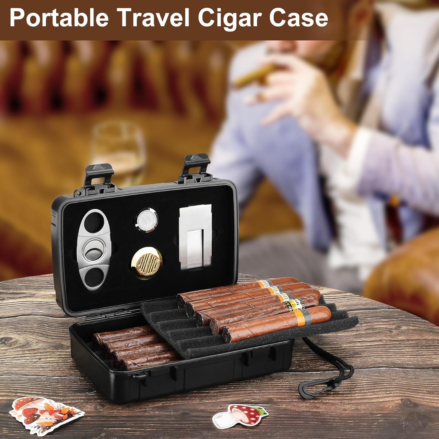 Portable Cigar Humidor Holds 1 - Travel Accessories Us avis et prix