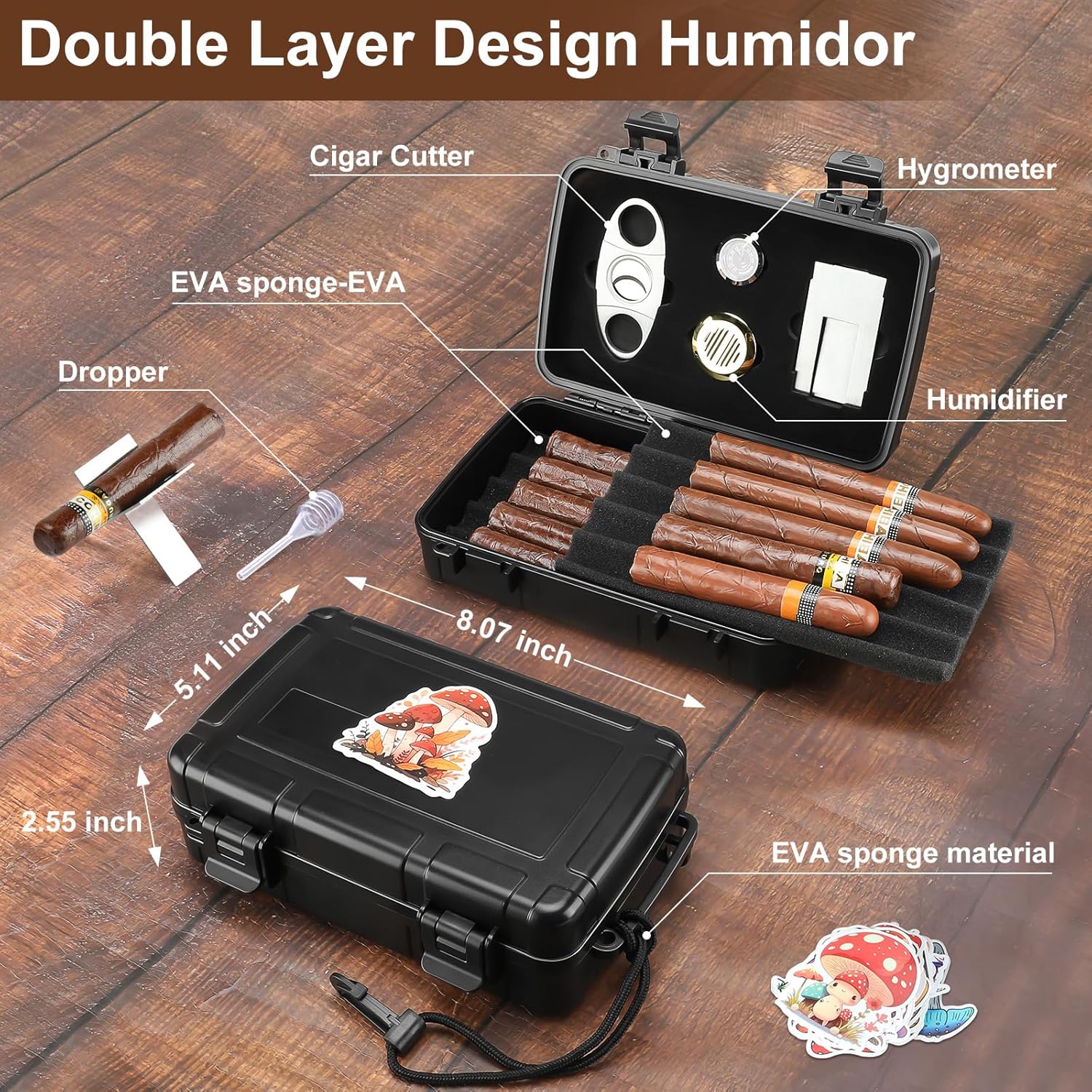 Portable Cigar Humidor Holds 1 - Travel Accessories Us avis et prix