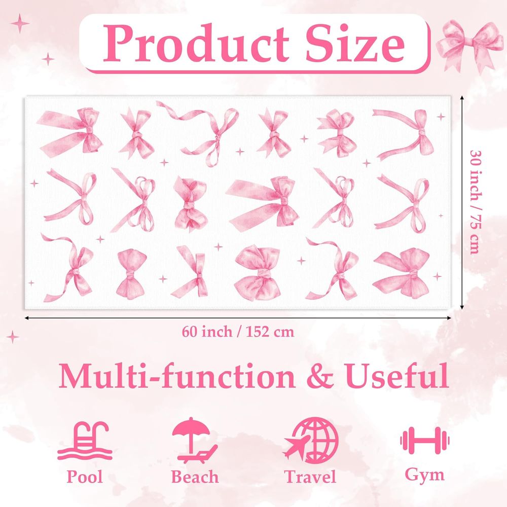 Pink Bow-Decorated 30x60 Inch  - Travel Towel Quick Dry avis et prix