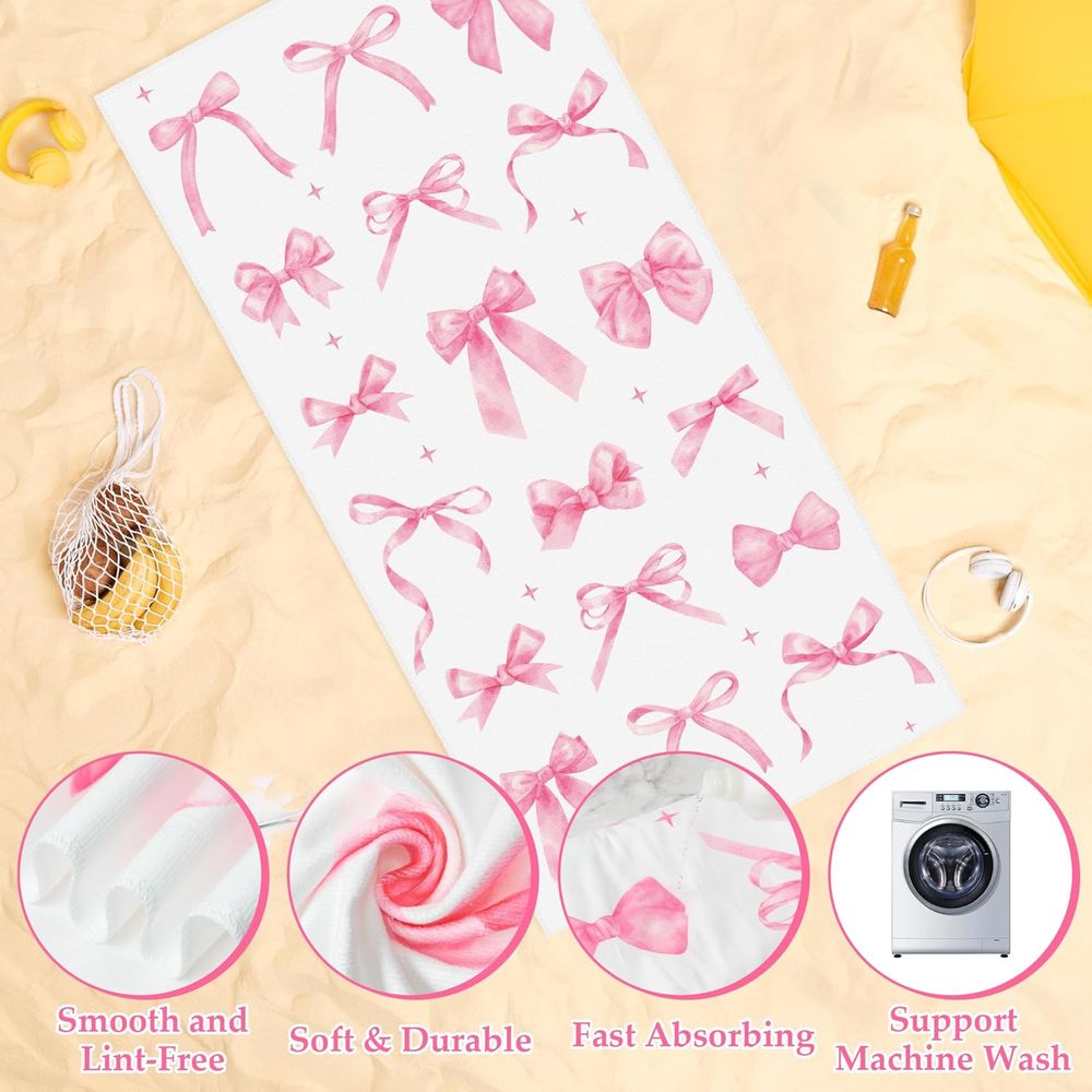 Pink Bow-Decorated 30x60 Inch  - Travel Towel Quick Dry avis et prix